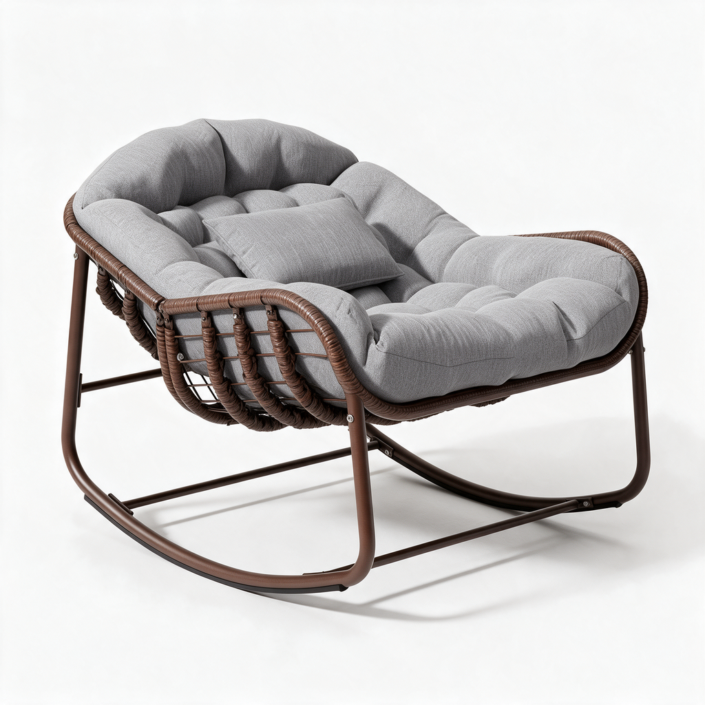NID – fauteuil à bascule coloris gris sur fond blanc