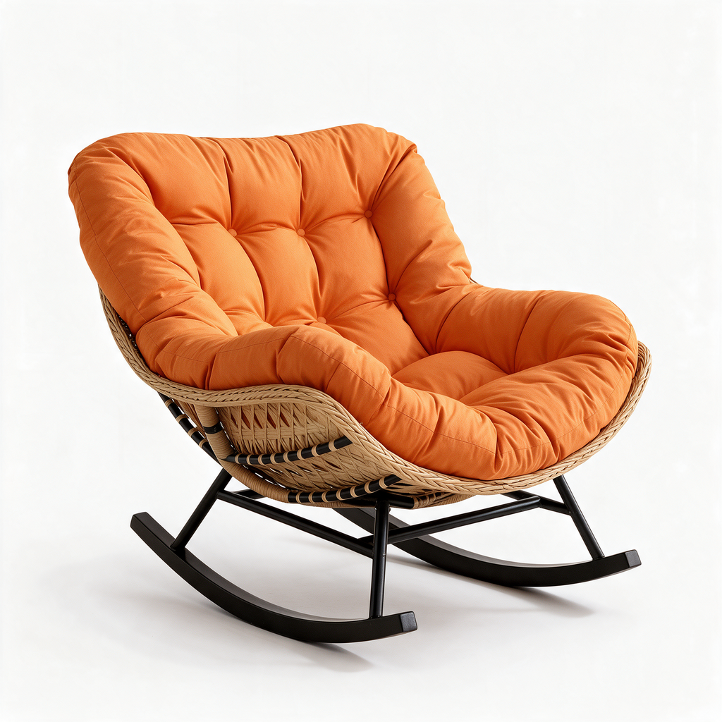 ALIZÉ – fauteuil à bascule coloris orange terracotta sur fond blanc