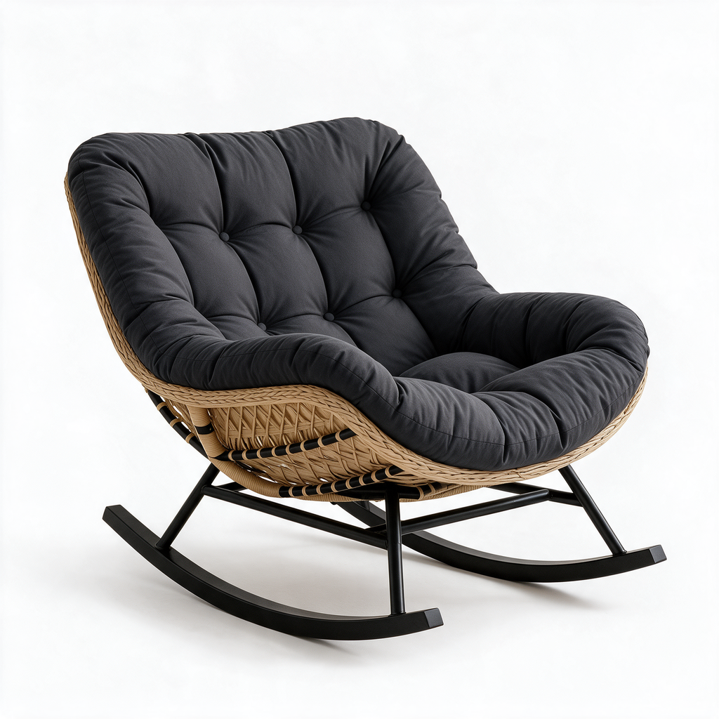 ALIZÉ – fauteuil à bascule coloris gris sur fond blanc