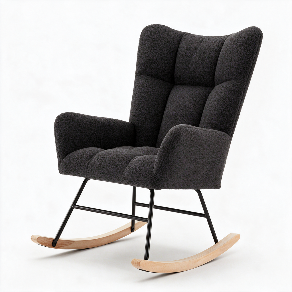 NUÉE – fauteuil à bascule coloris noir sur fond blanc
