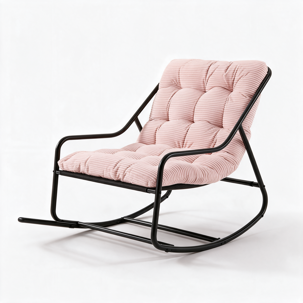 NONCHALANCE – fauteuil à bascule coloris rose sur fond blanc