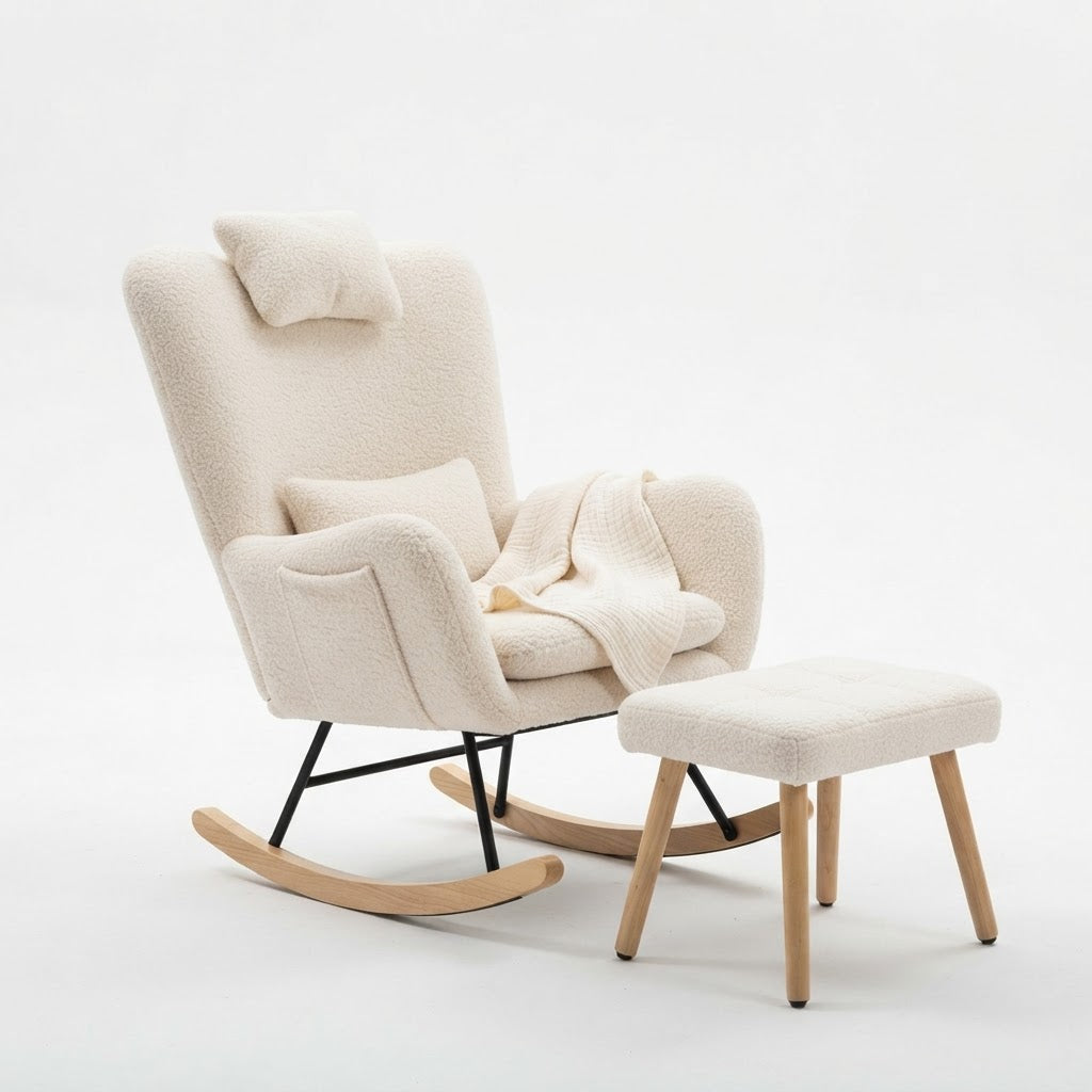 COMPTINE – fauteuil à bascule sur fond blanc