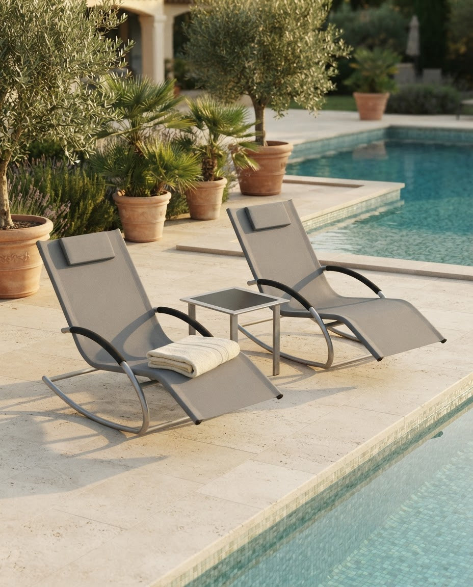 RIVAGE – fauteuil à bascule coloris gris en situation