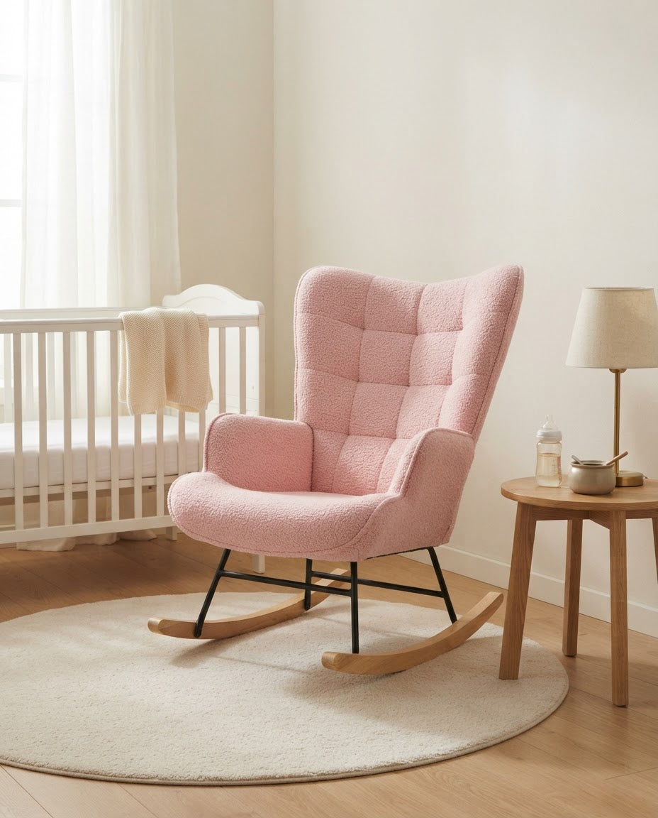 MURMURE – fauteuil à bascule coloris rose en situation