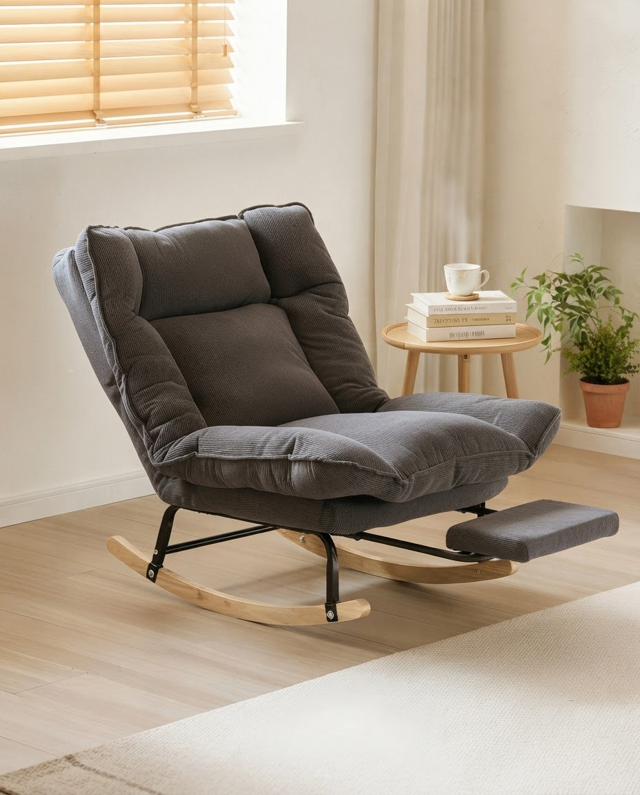 SIESTE – fauteuil à bascule coloris gris en situation