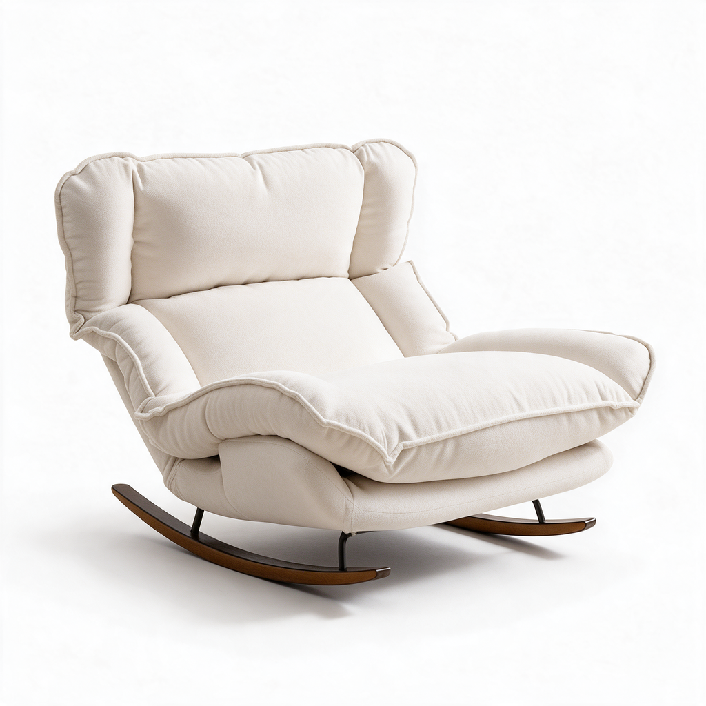 LANGUEUR – fauteuil à bascule coloris ivoire sur fond blanc