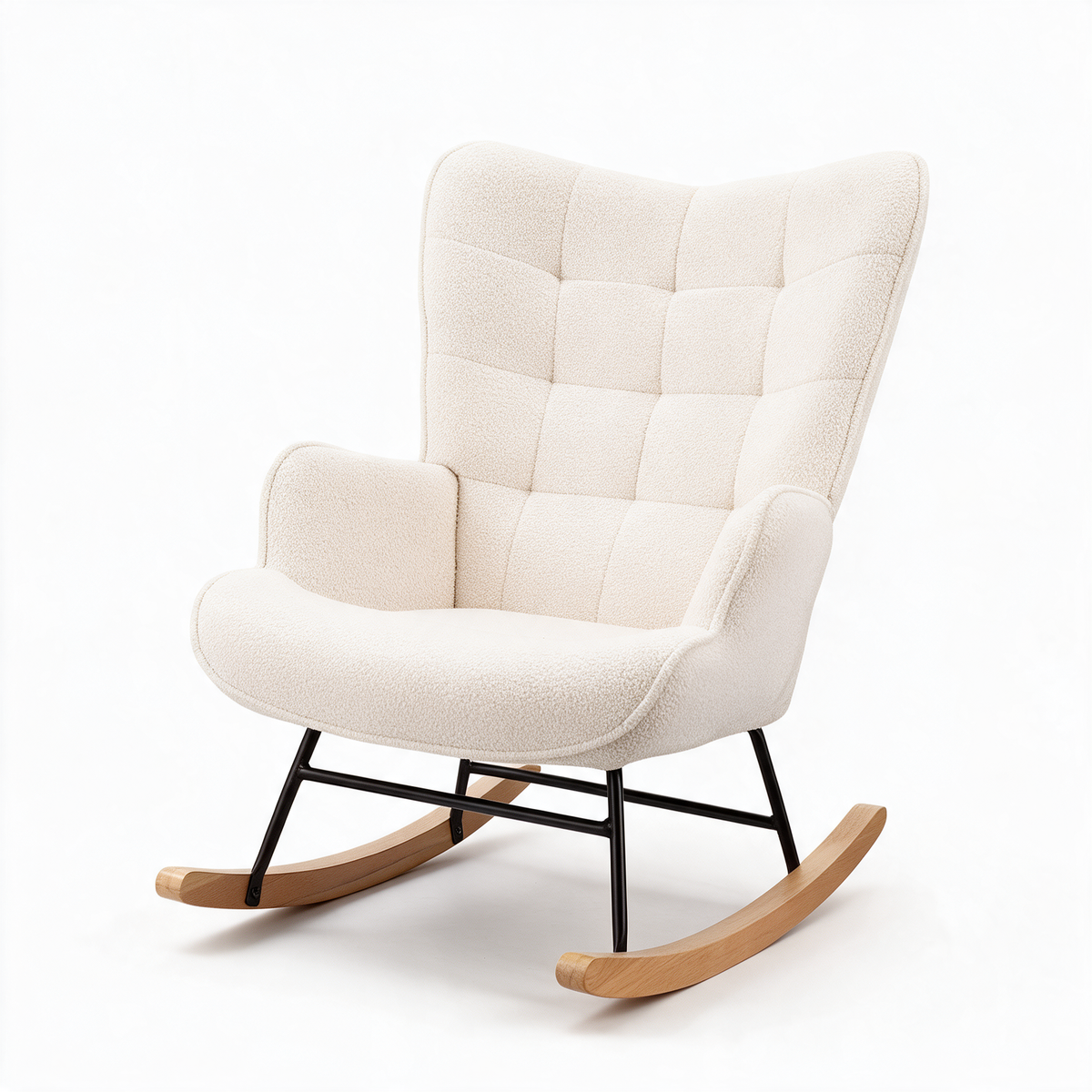 MURMURE – fauteuil à bascule coloris ivoire sur fond blanc