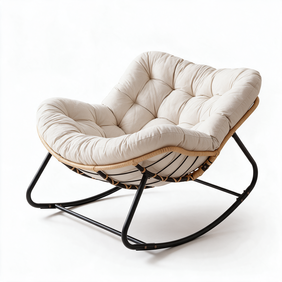 ESCALE – fauteuil à bascule coloris ecru sur fond blanc