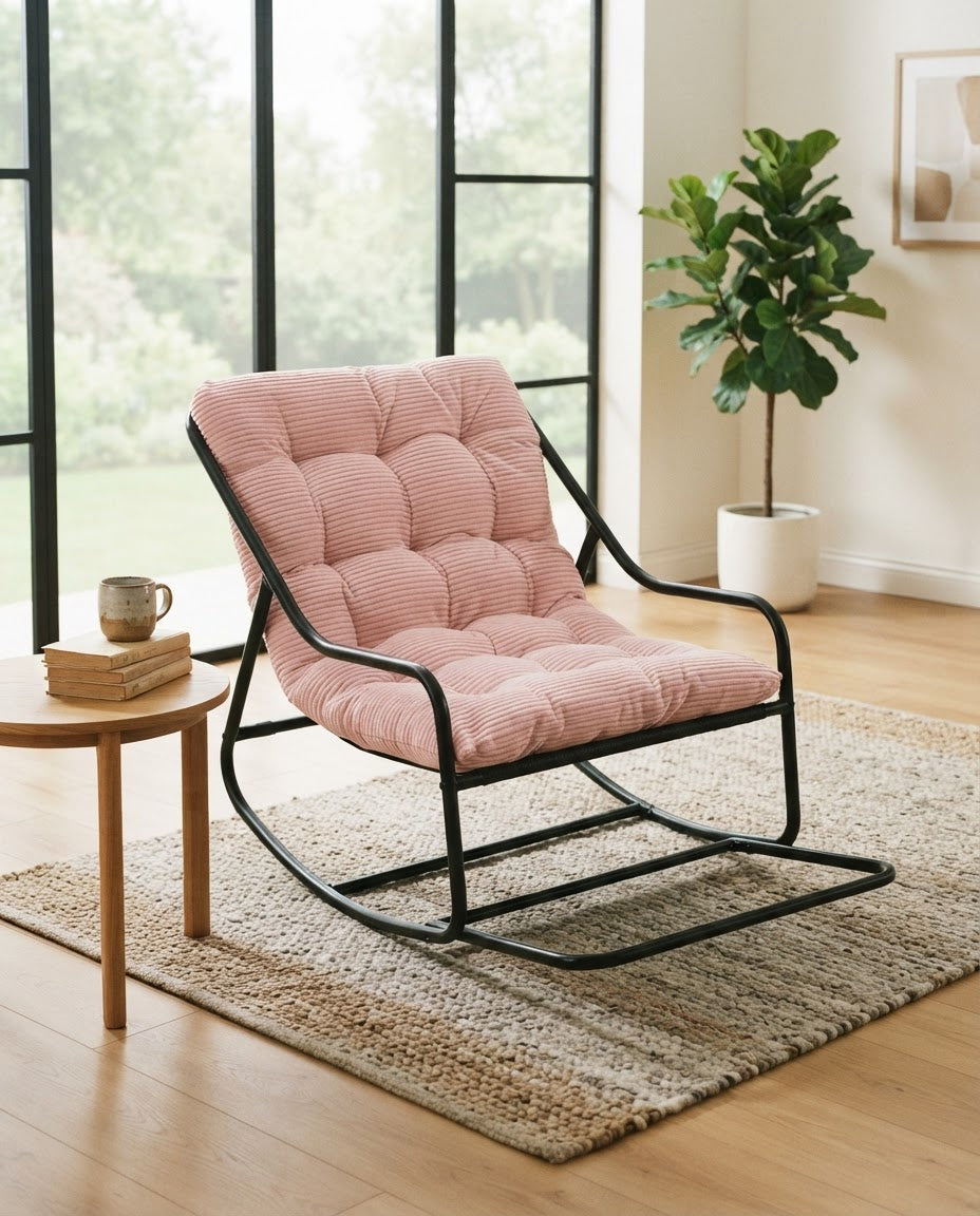 NONCHALANCE – fauteuil à bascule coloris rose en situation