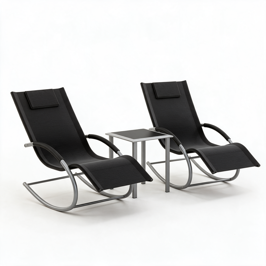 RIVAGE – fauteuil à bascule coloris noir sur fond blanc