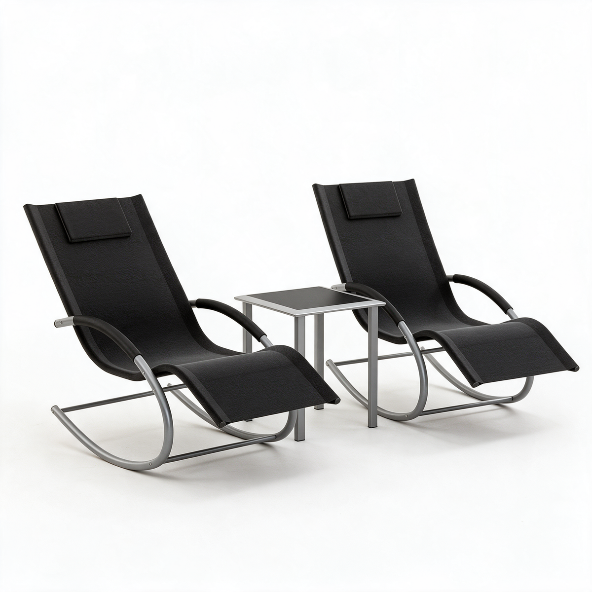 RIVAGE – fauteuil à bascule coloris noir sur fond blanc