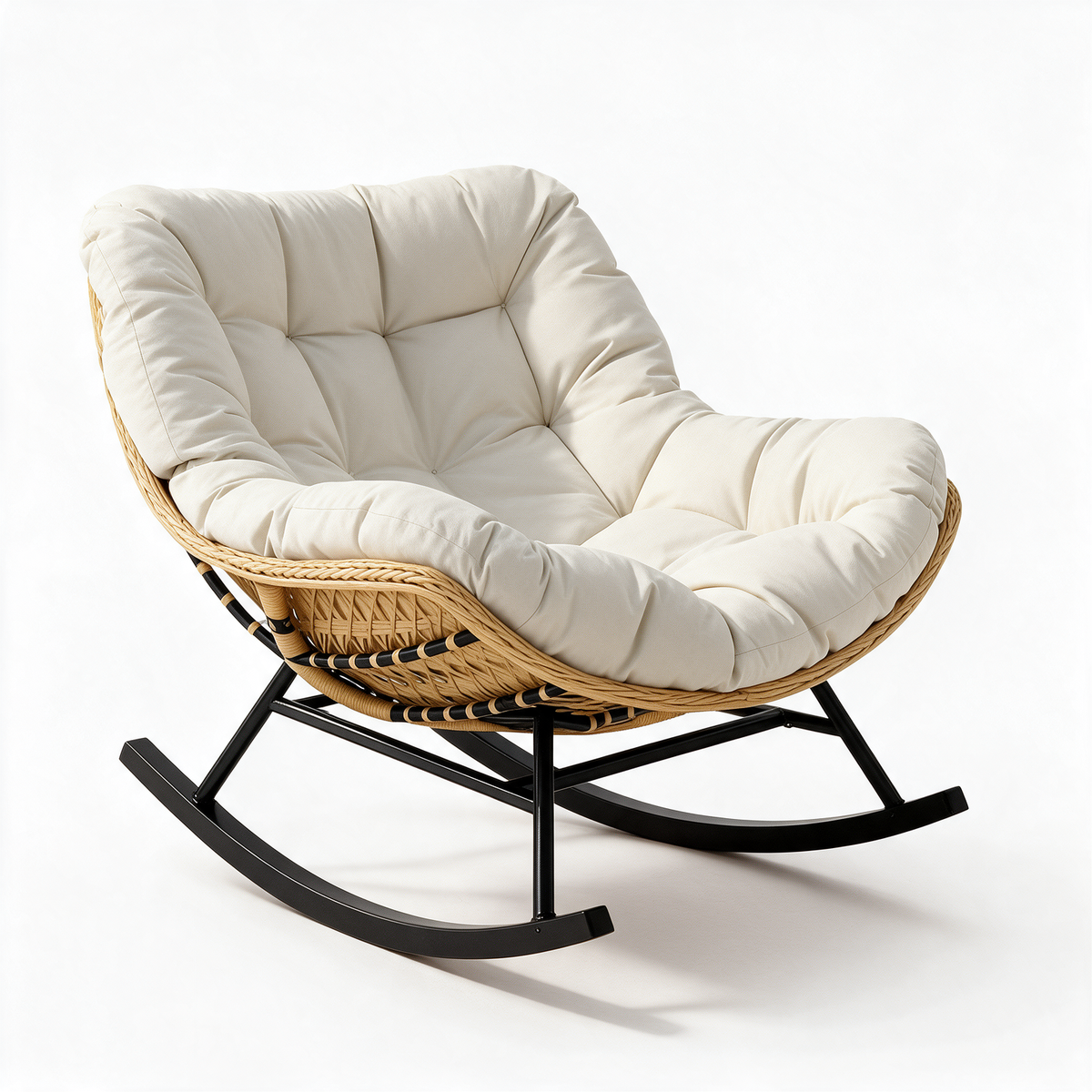 ALIZÉ – fauteuil à bascule coloris ivoire sur fond blanc