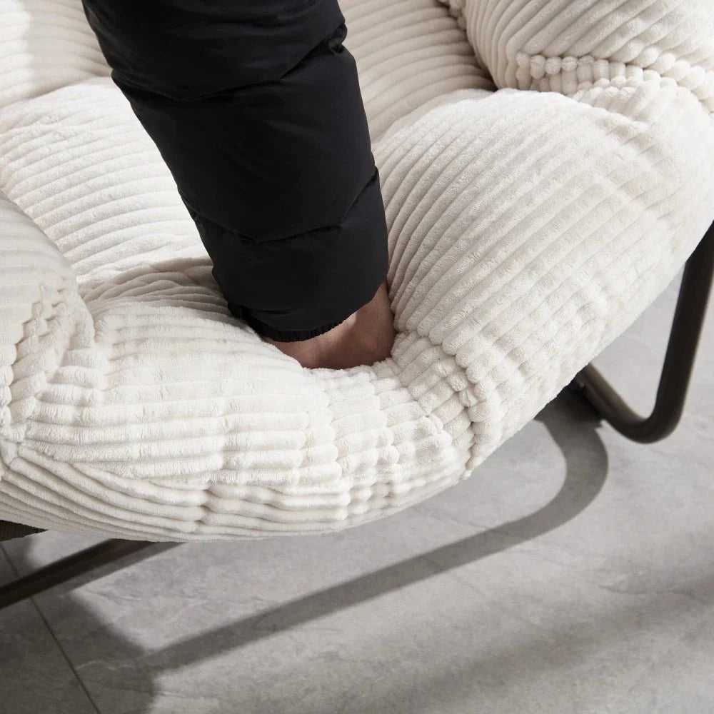 COCONA - fauteuil à bascule papasan blanc, confort moelleux