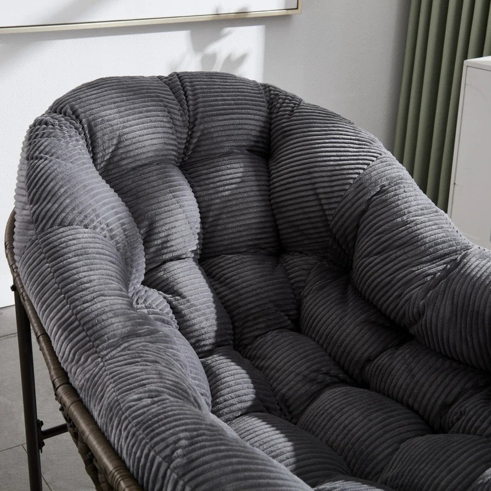COCONA - fauteuil à bascule papasan gris, détail dossier