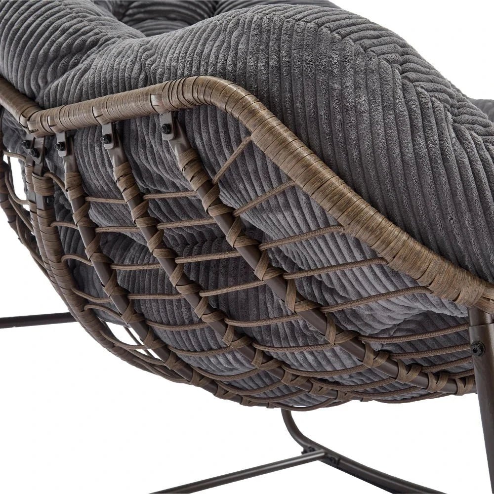 COCONA - fauteuil à bascule papasan gris, détail structure