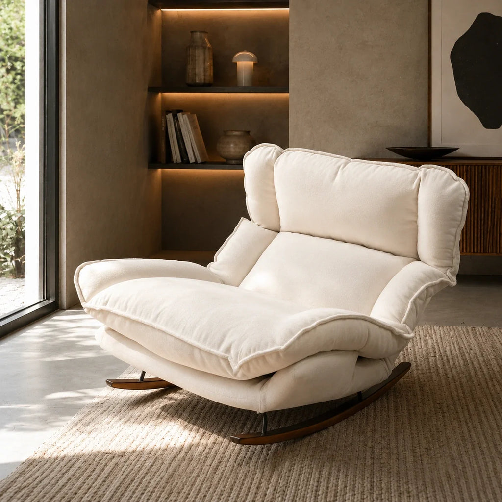 VELDA - fauteuil à bascule inclinable, coloris ivoire