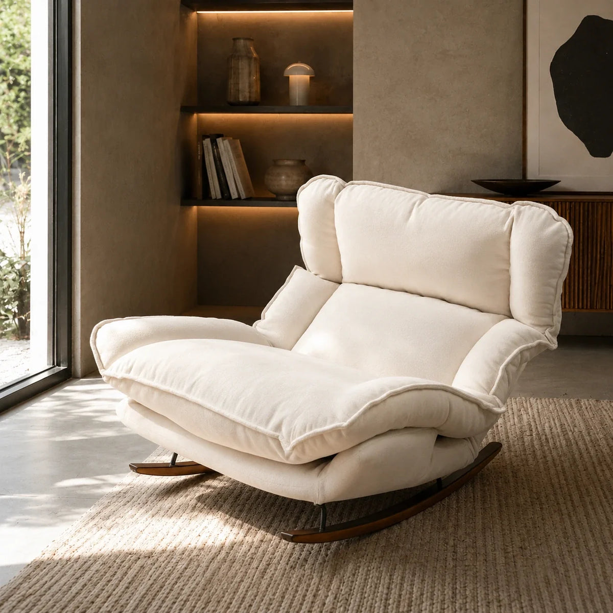 VELDA - fauteuil à bascule inclinable, coloris ivoire