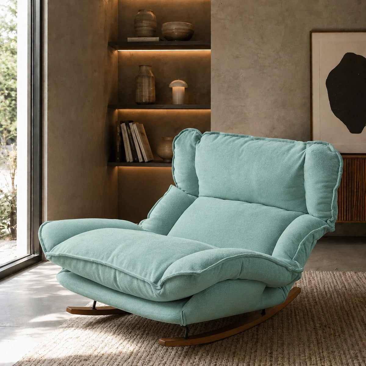 VELDA - fauteuil à bascule inclinable, coloris vert grisé