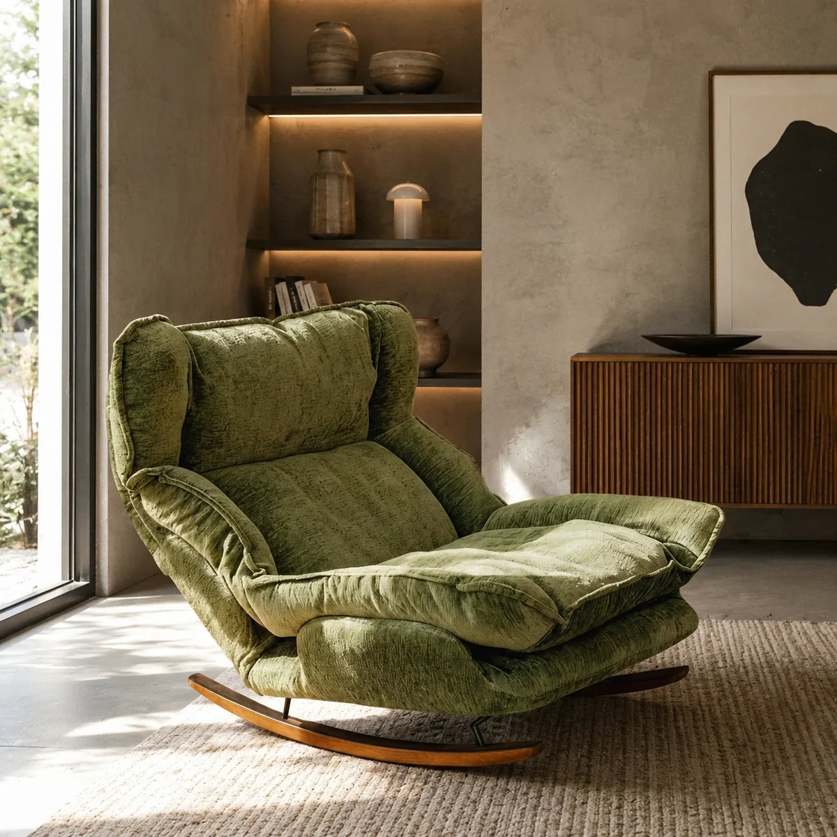 VELDA - fauteuil à bascule inclinable, coloris kaki