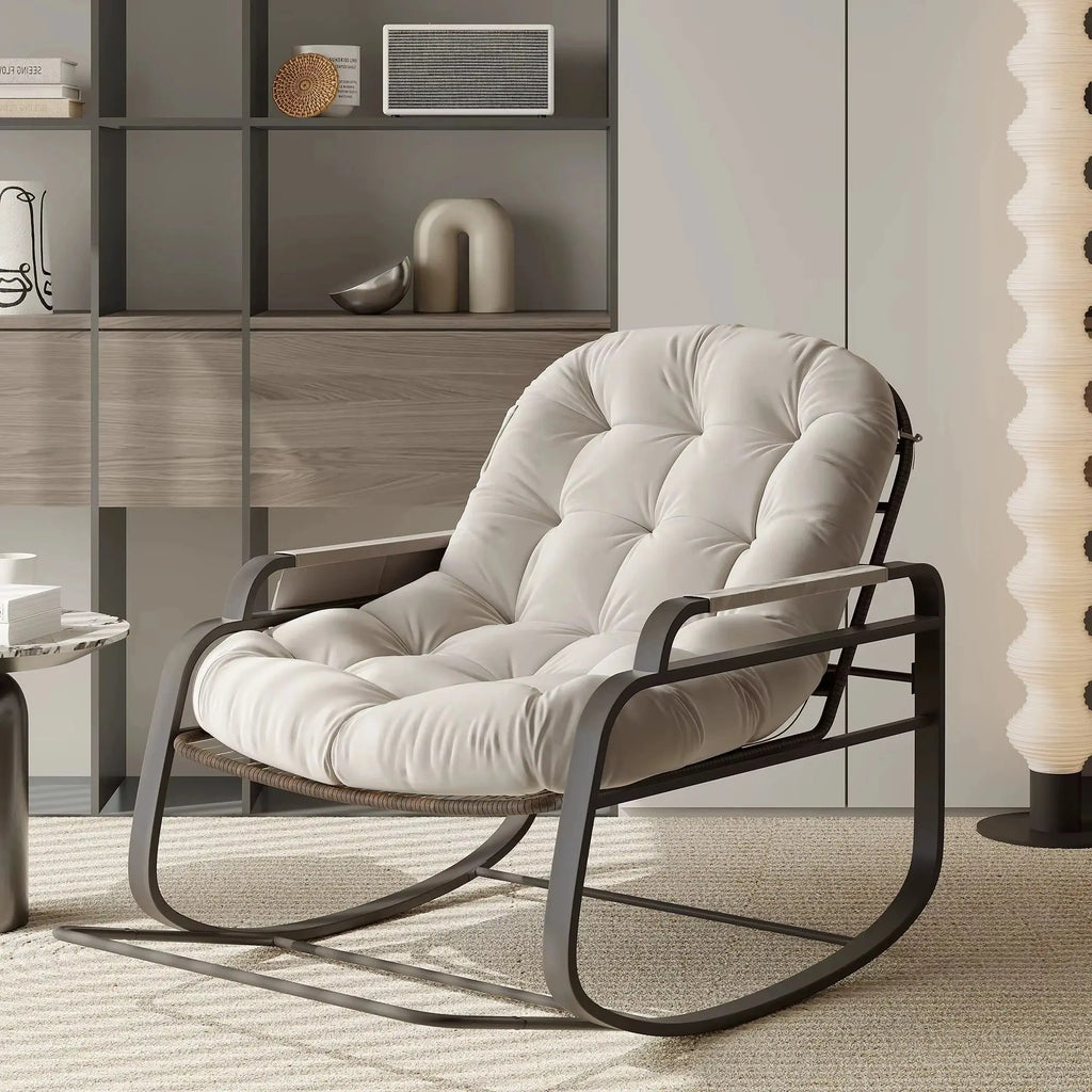 SOLENA – Rocking Chair Rotin Extérieur - Oscille