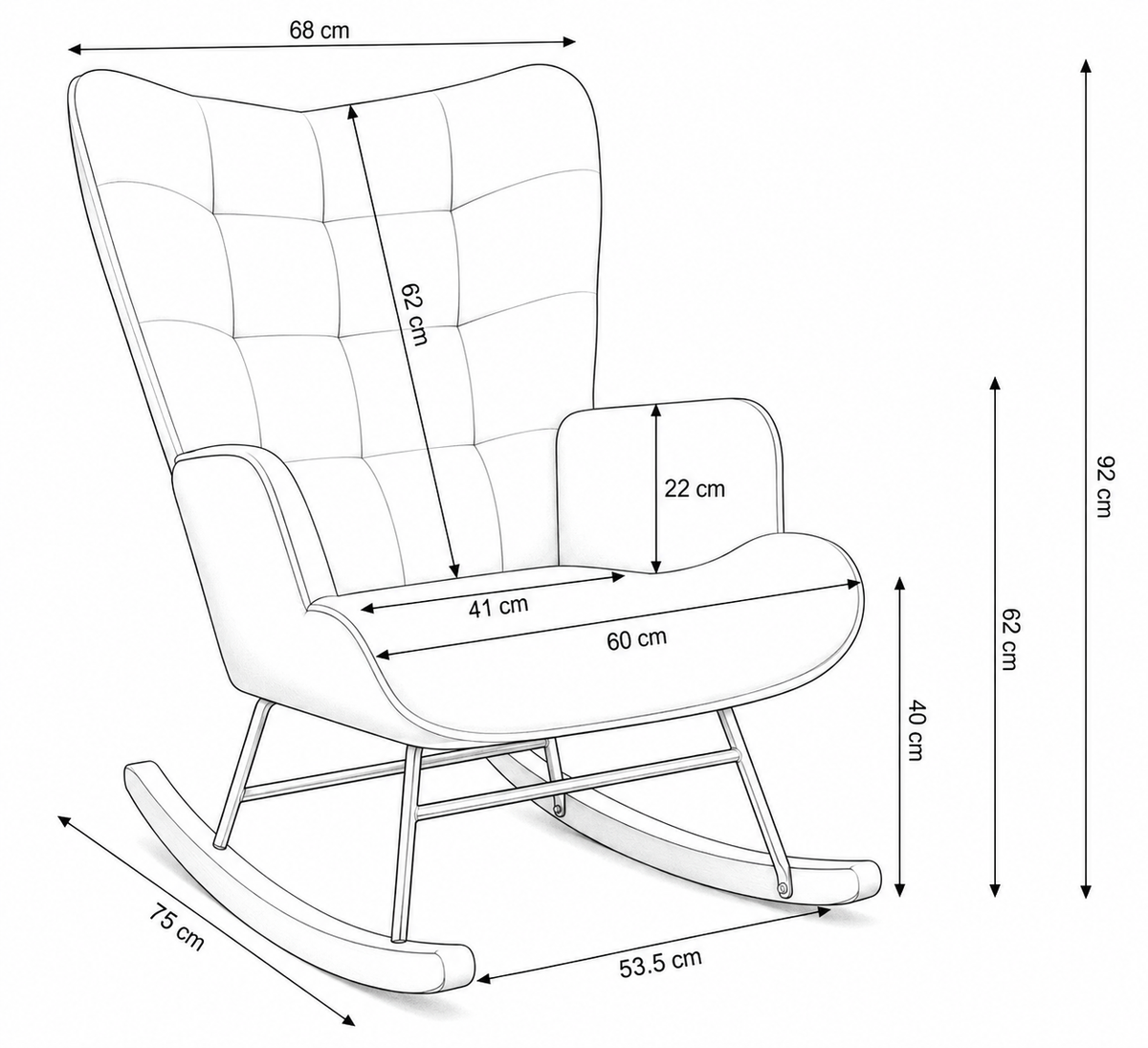 Rocking Chair Teddy Dossier Mi-Haut | MURMURE