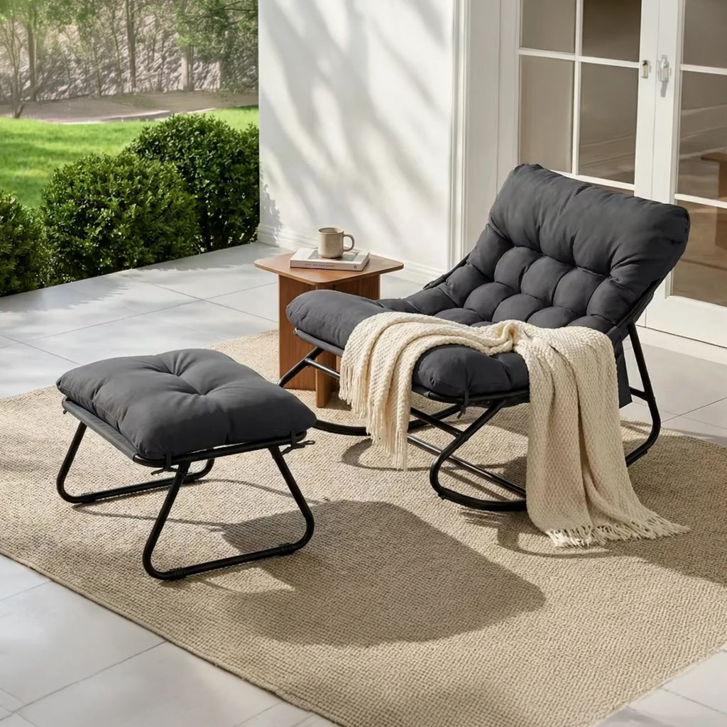 SUNDVIK - rocking chair extérieur, détail coussin capitonné