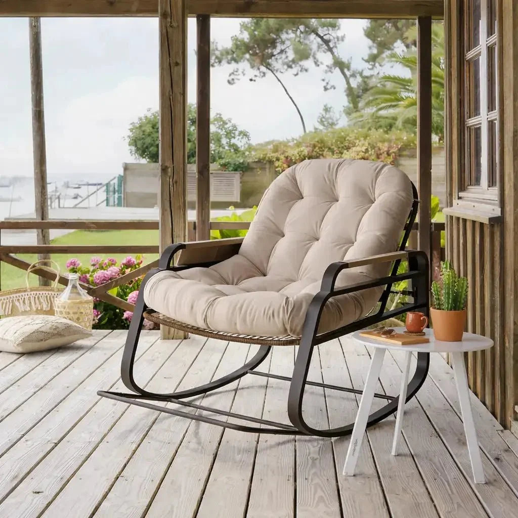 SOLENA – Rocking Chair Rotin Extérieur - Oscille