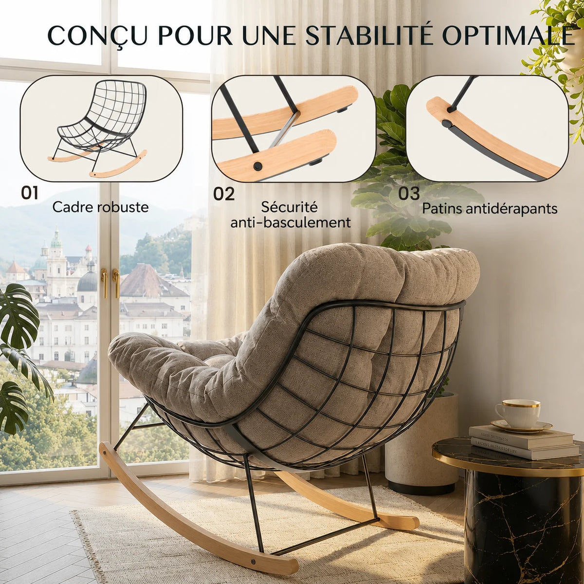SOLVA - fauteuil à bascule extérieur, vue de profil