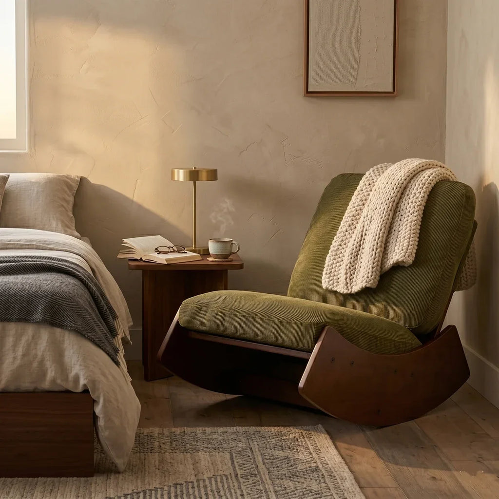 KANOA CHAIR – Rocking Chair Rétro Velours - Oscille