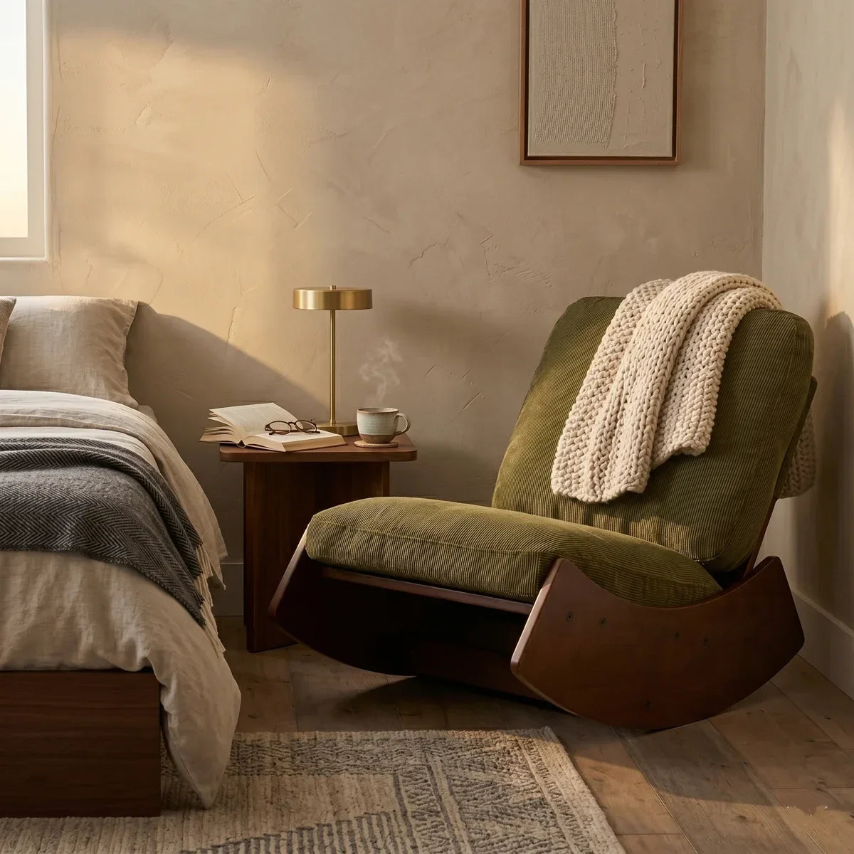 KANOA CHAIR – Rocking Chair Rétro Velours - Oscille