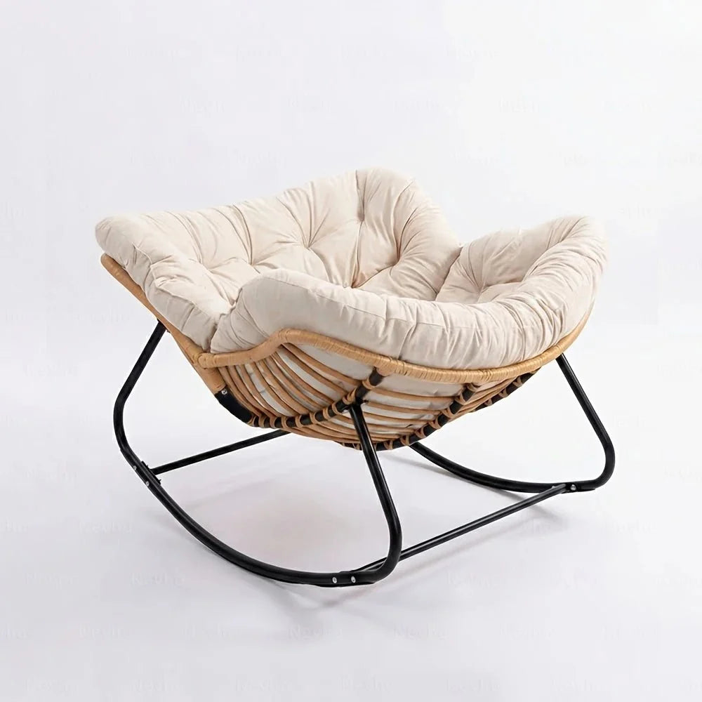BOLMO - rocking chair rotin XXL coloris blanc/ecru