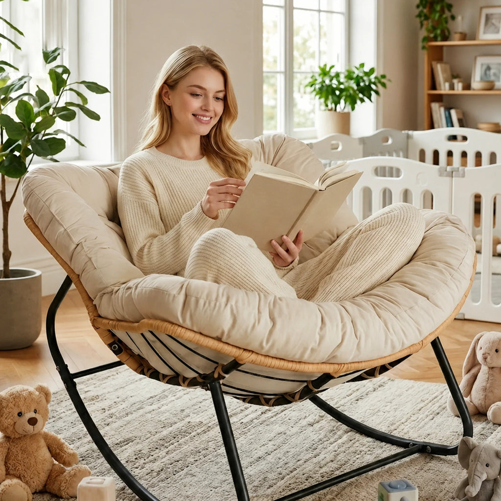 BOLMO - rocking chair rotin XXL, coin lecture