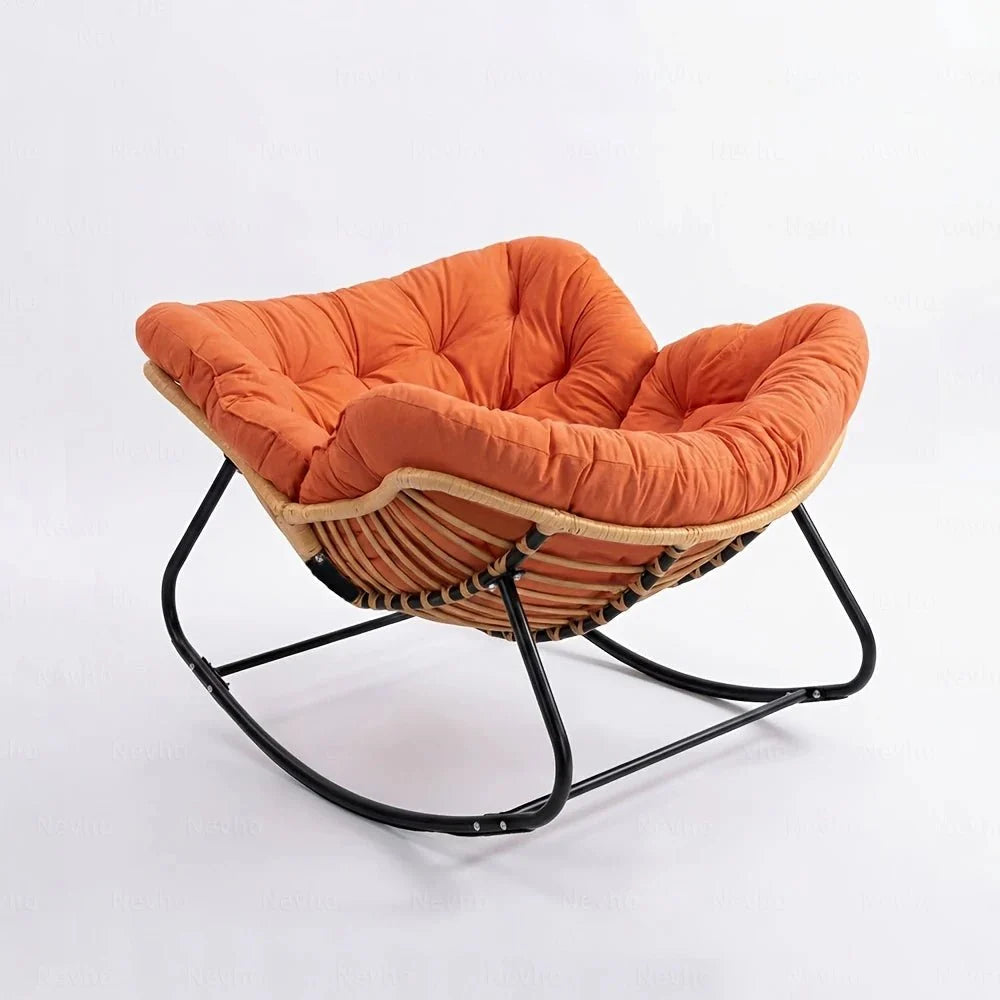 BOLMO - rocking chair rotin XXL coloris orange terracotta