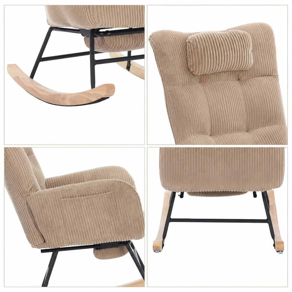 OLENA - rocking chair cocon, détail repose-pieds